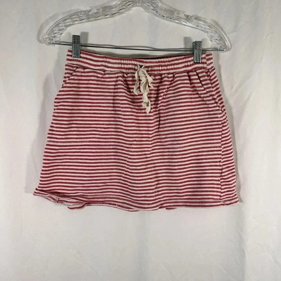 Max Studio Dresses & Skirts - Max Studio Mini Skirt Women's Small White Red Striped Pockets Drawstring